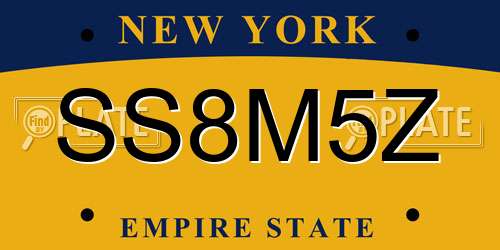 SS8M5Z New York License Plate