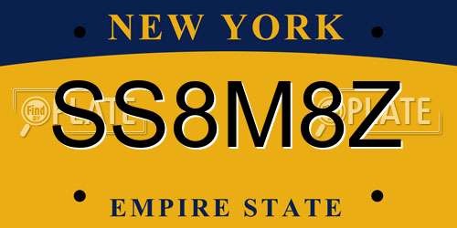 SS8M8Z New York License Plate