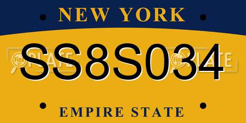 SS8S034 New York License Plate