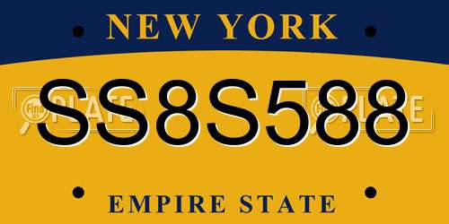 SS8S588 New York License Plate