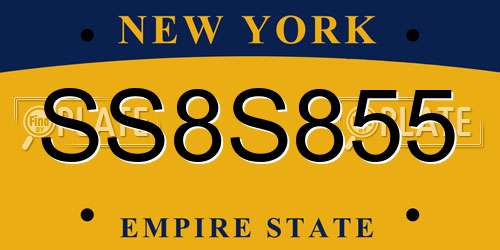 SS8S855 New York License Plate