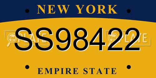SS98422 New York License Plate