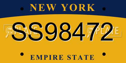 SS98472 New York License Plate