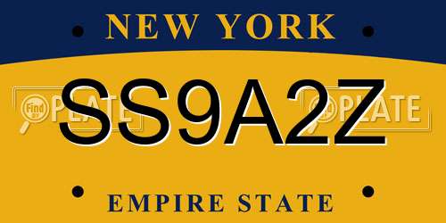 SS9A2Z New York License Plate