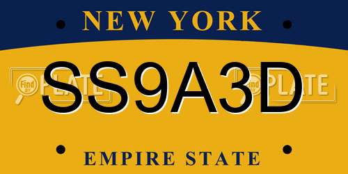 SS9A3D New York License Plate