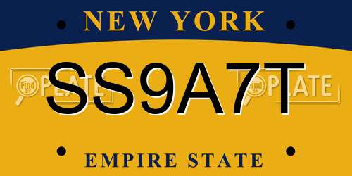 SS9A7T New York License Plate