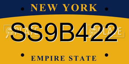 SS9B422 New York License Plate