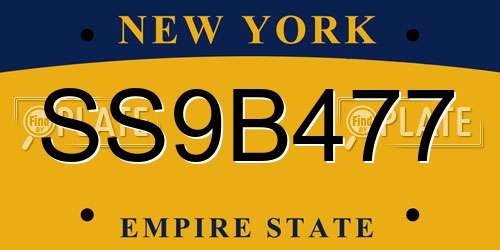 SS9B477 New York License Plate