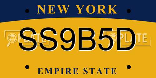 SS9B5D New York License Plate