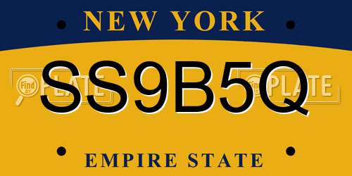 SS9B5Q New York License Plate