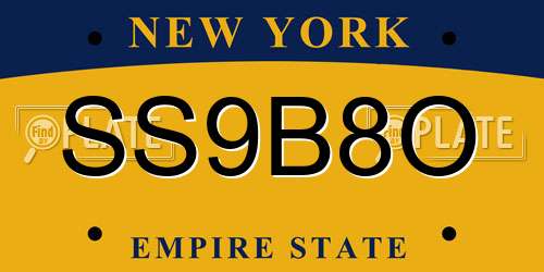 SS9B8O New York License Plate