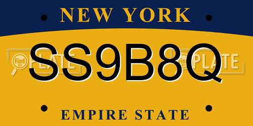 SS9B8Q New York License Plate