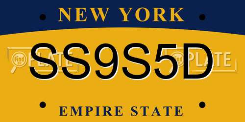 SS9S5D New York License Plate