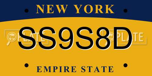 SS9S8D New York License Plate
