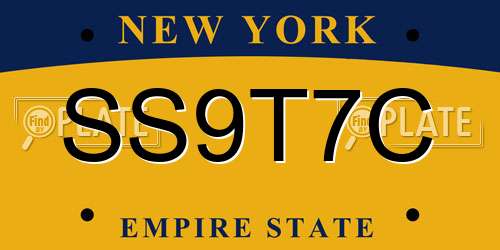 SS9T7C New York License Plate
