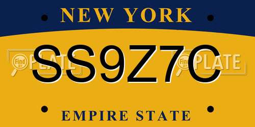 SS9Z7C New York License Plate
