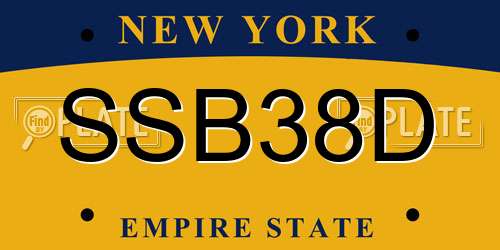 SSB38D New York License Plate