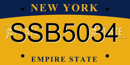 SSB5034 New York License Plate