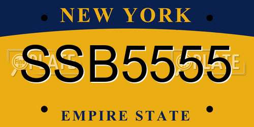 SSB5555 New York License Plate
