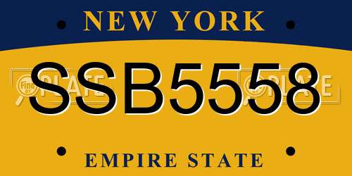 SSB5558 New York License Plate