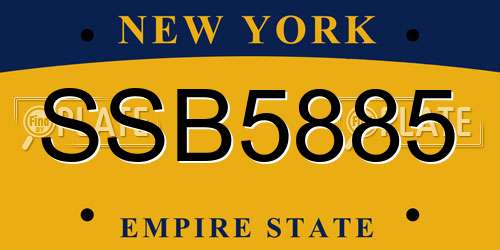 SSB5885 New York License Plate