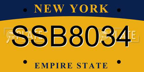 SSB8034 New York License Plate