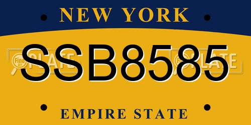 SSB8585 New York License Plate