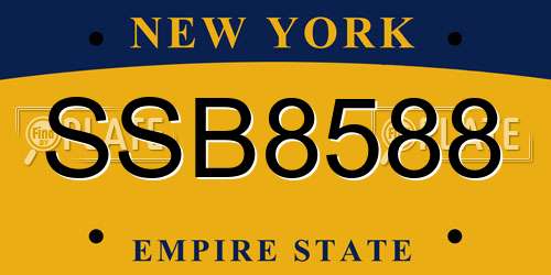 SSB8588 New York License Plate