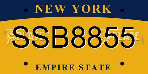 SSB8855 New York License Plate