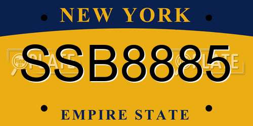 SSB8885 New York License Plate