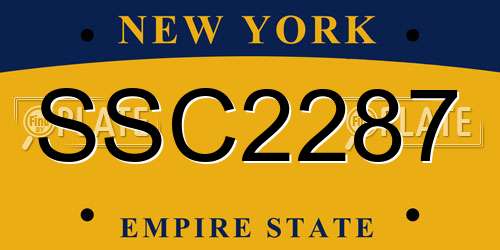 SSC2287 New York License Plate