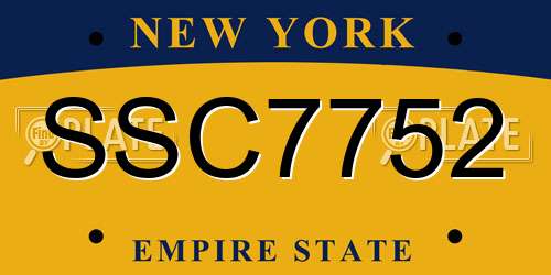 SSC7752 New York License Plate