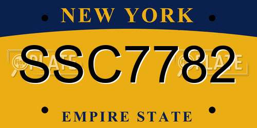 SSC7782 New York License Plate
