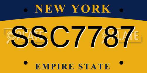 SSC7787 New York License Plate