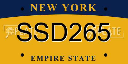 SSD265 New York License Plate