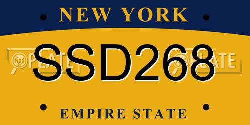 SSD268 New York License Plate
