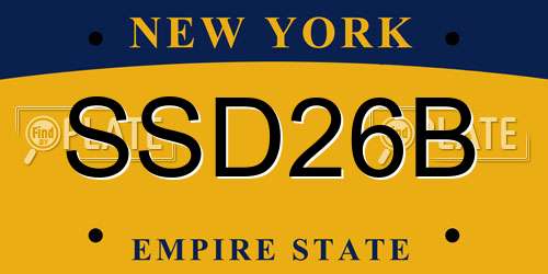 SSD26B New York License Plate