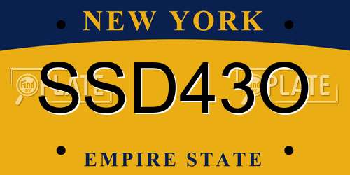 SSD43O New York License Plate
