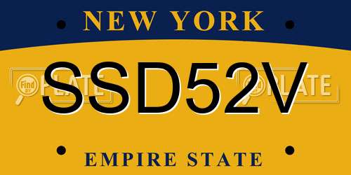 SSD52V New York License Plate