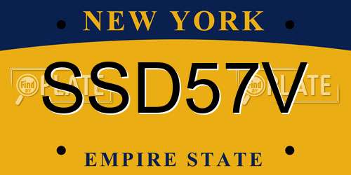 SSD57V New York License Plate