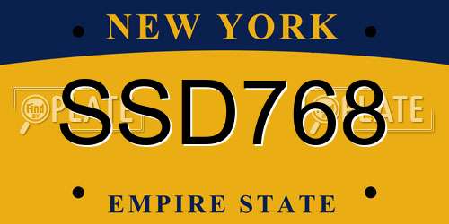 SSD768 New York License Plate
