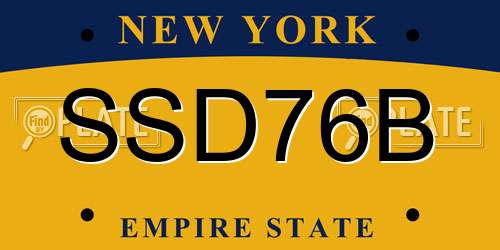 SSD76B New York License Plate