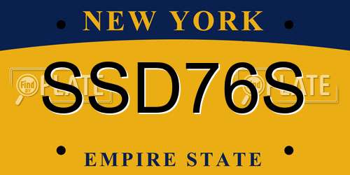 SSD76S New York License Plate