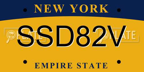 SSD82V New York License Plate