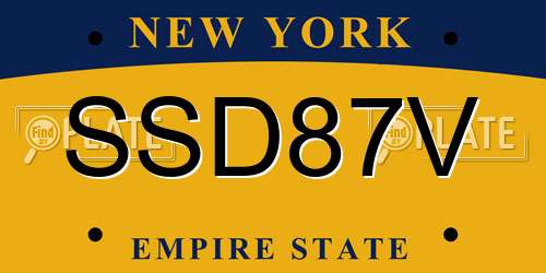 SSD87V New York License Plate