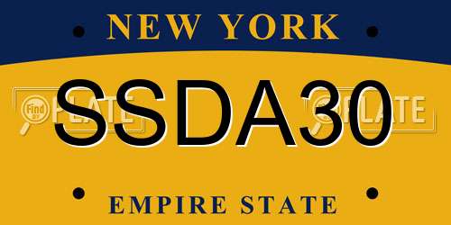 SSDA30 New York License Plate