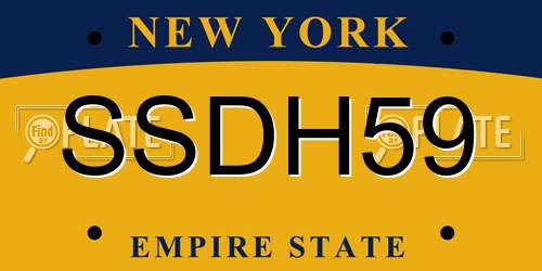 SSDH59 New York License Plate