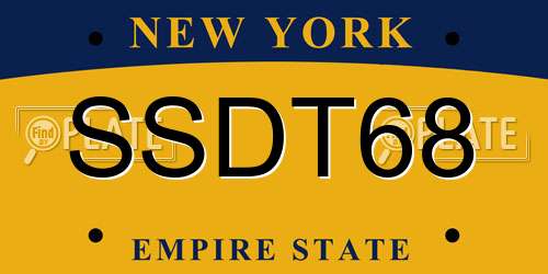 SSDT68 New York License Plate