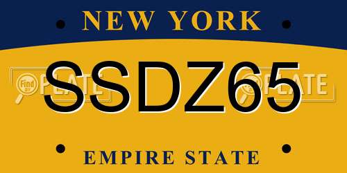SSDZ65 New York License Plate