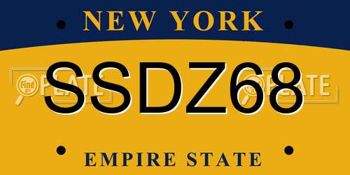 SSDZ68 New York License Plate